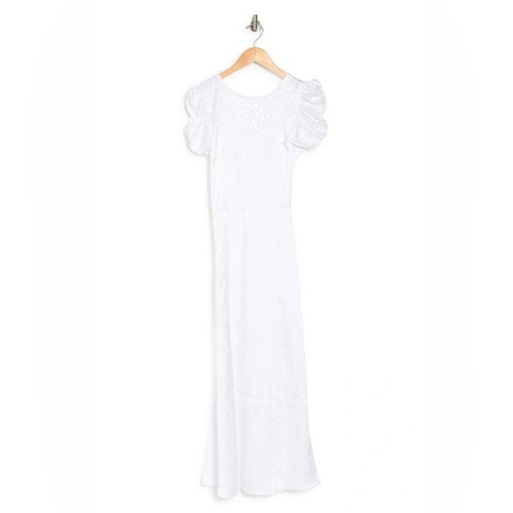 Leopard Jacquard White Satin Slip Dress Size M